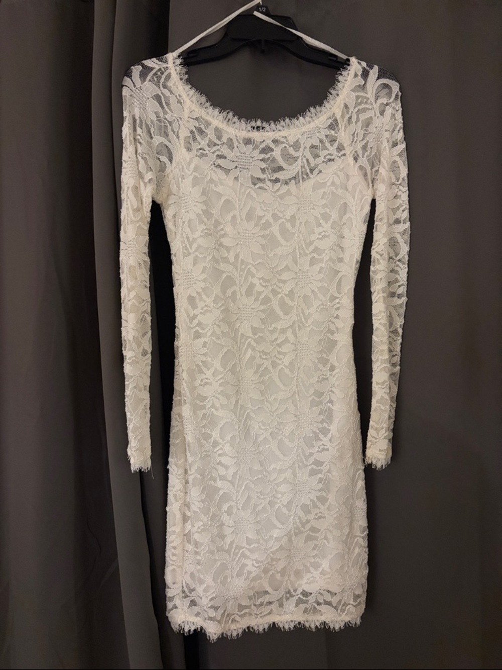 Jump Cream Lace Long-Sleeve Sheath Dress